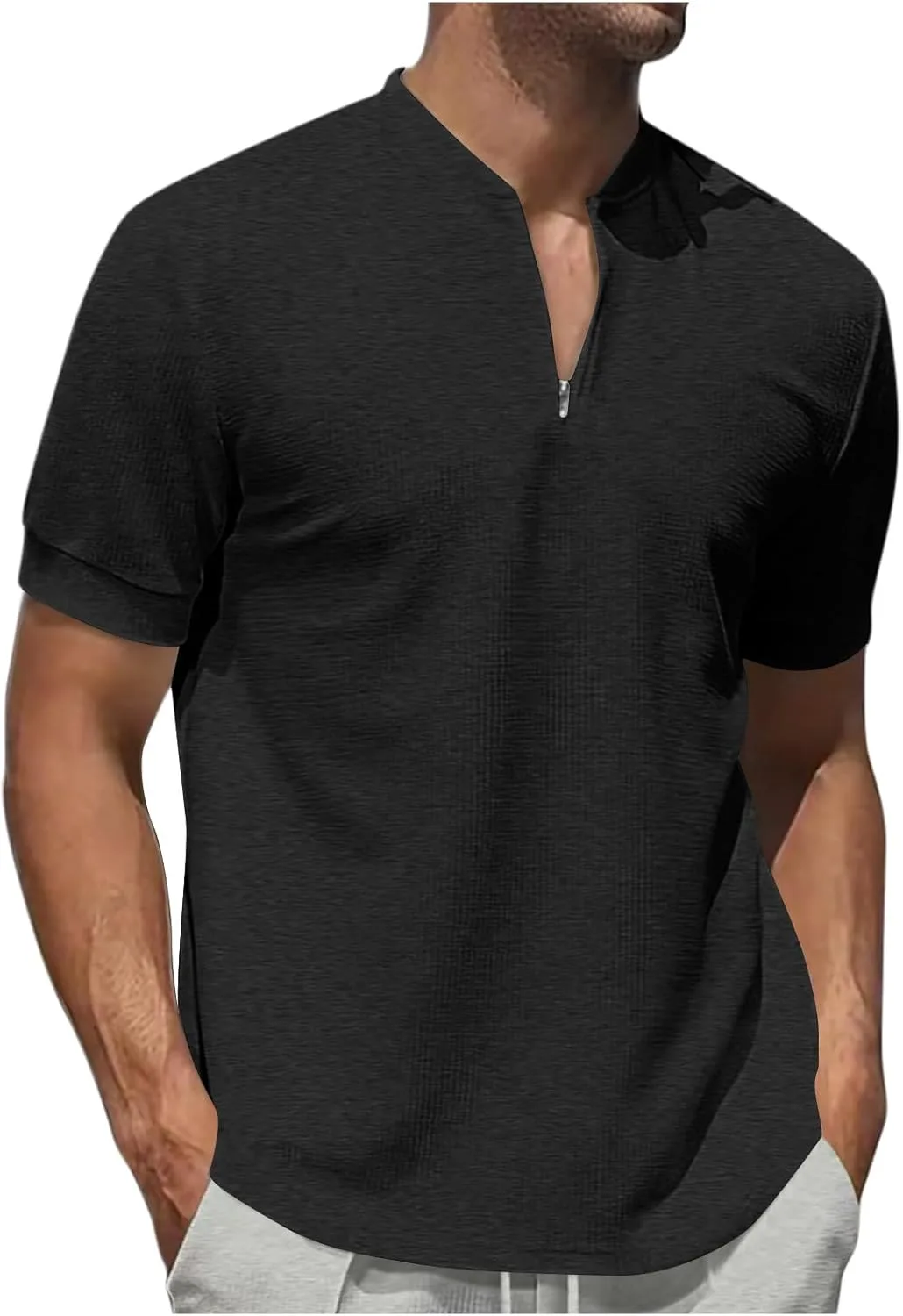 Мужская футболка-поло с коротким рукавом Slim Fit, облегающая, с молнией