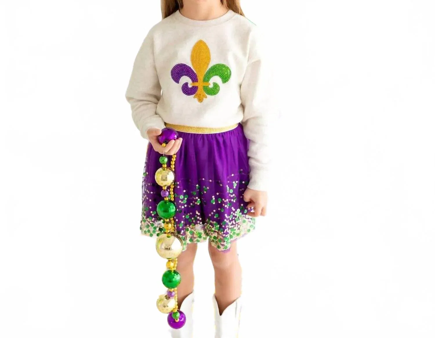 Натуральный свитшот с нашивкой Mardi Gras Fleur De Lis SWEET wink, Natural — фото 2