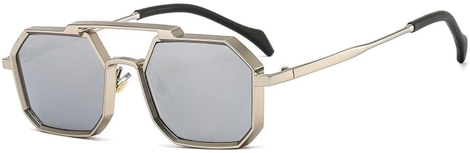 

Ретро-металлические панк-солнцезащитные очки в форме многоугольника и квадрата для женщин, модные, с прозрачными линзами, защита от УФ-излучения UV400, мужские, красные и желтые LXLHWN, Silver Silver Mirror