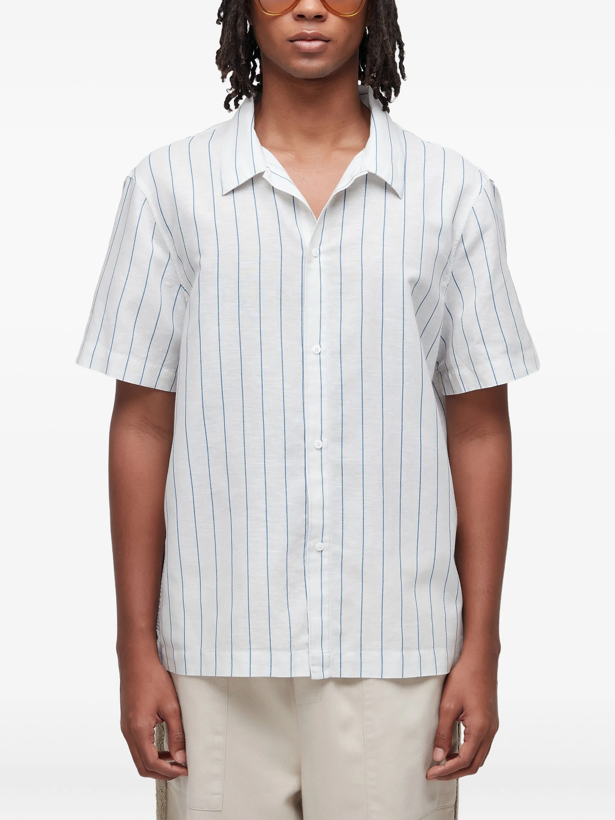 

Полосатая рубашка с короткими рукавами Osklen, белый