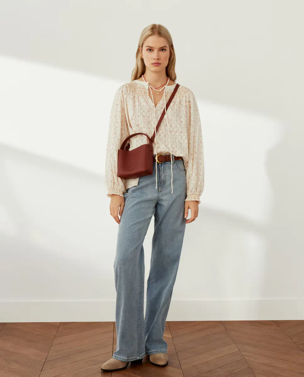 

Блуза с длинным рукавом мультипринт Southern Cotton, белый