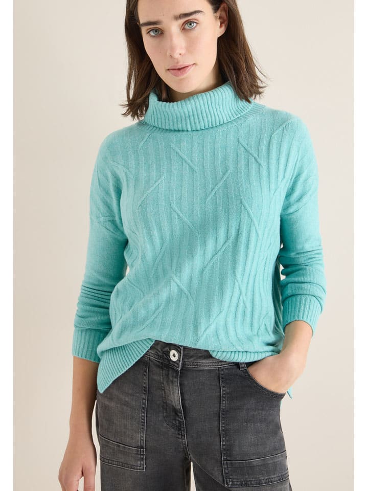 

Cecil Бирюзовый свитер с высоким воротником