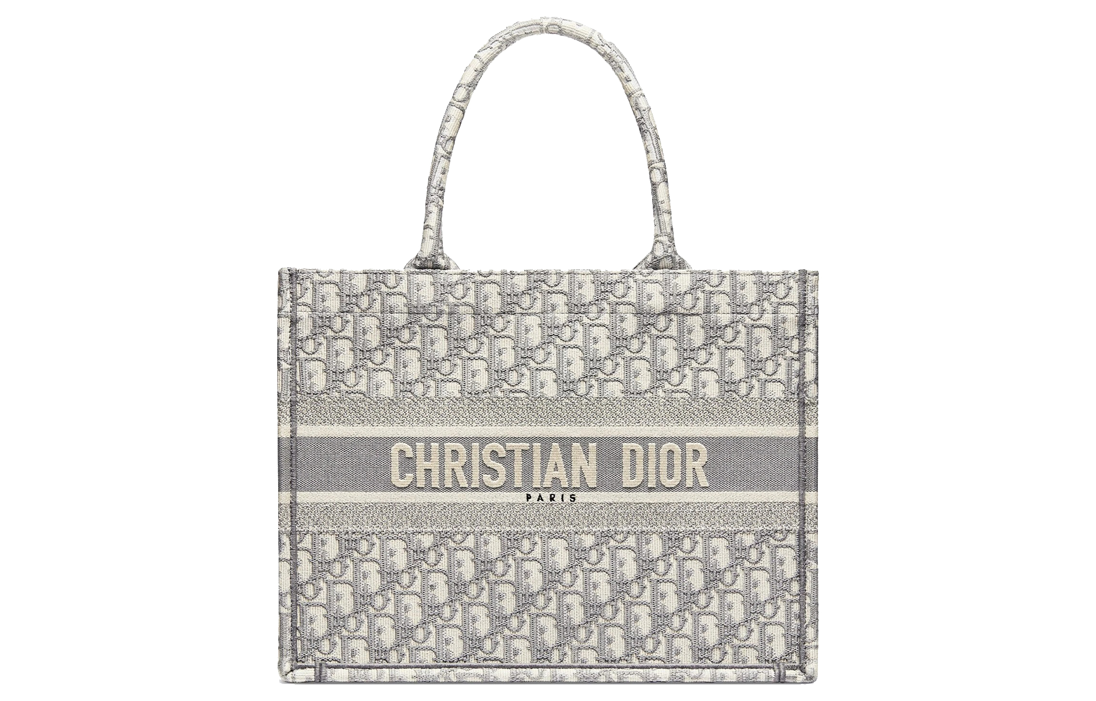 

DIOR Средняя сумка-тоут цвета экрю и серого с косой вышивкой