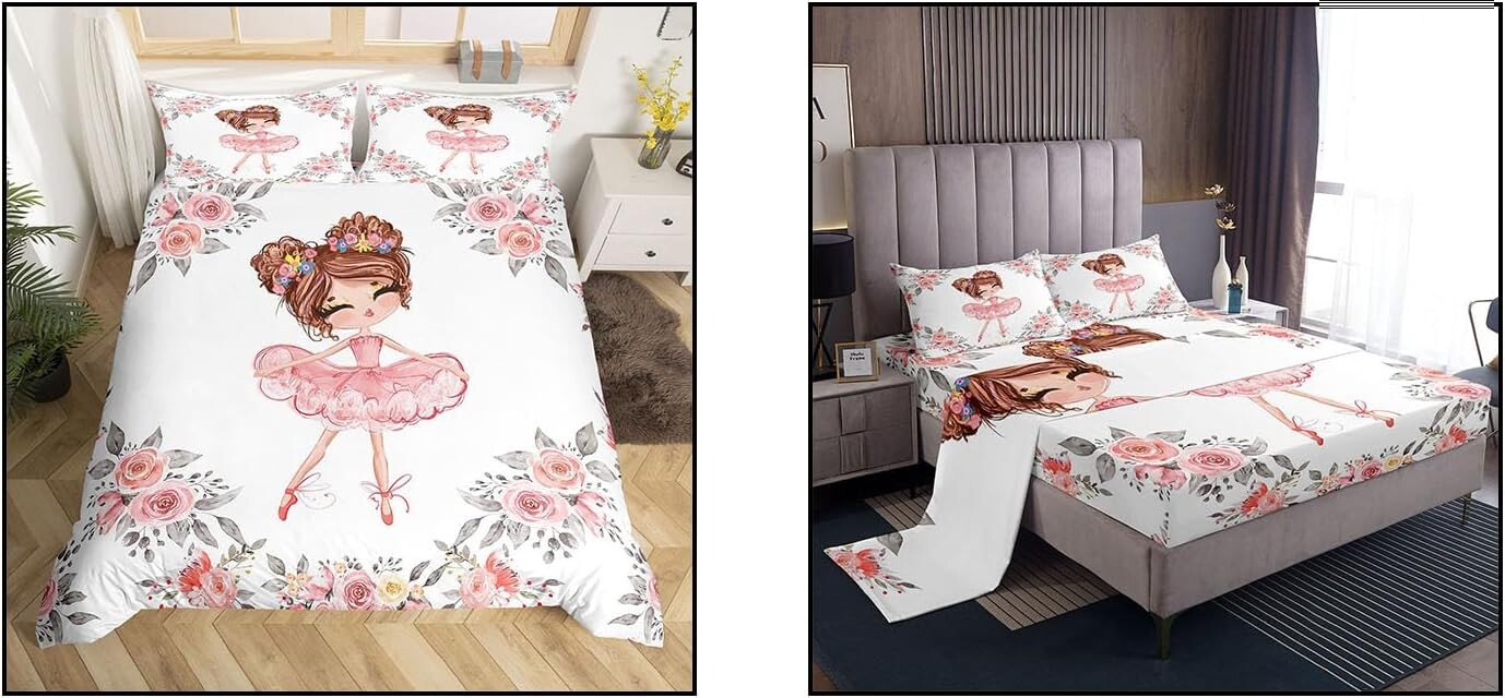 

Erosebridal 7 шт. Girly Ballet Themd пододеяльник + комплекты простыней