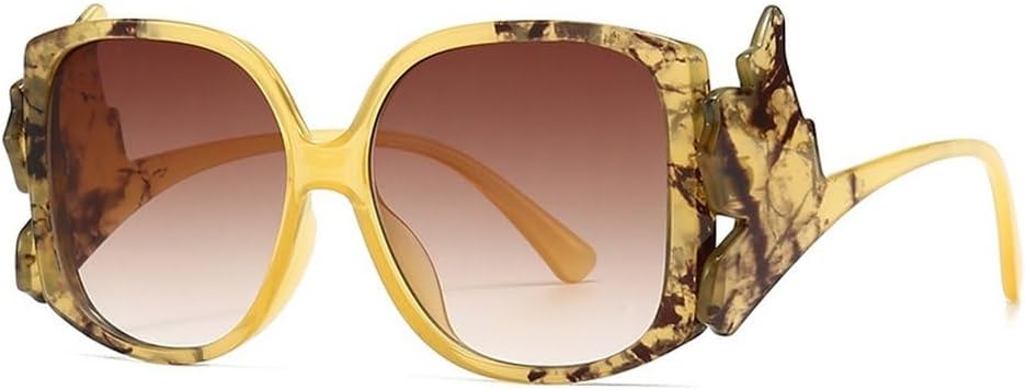 

Модные цветные квадратные солнцезащитные очки для женщин в стиле ретро с уникальными дужками, градиентные оттенки, защита от УФ-излучения UV400, трендовые солнцезащитные очки для мужчин SKFGNX, Yellow Amber Tea