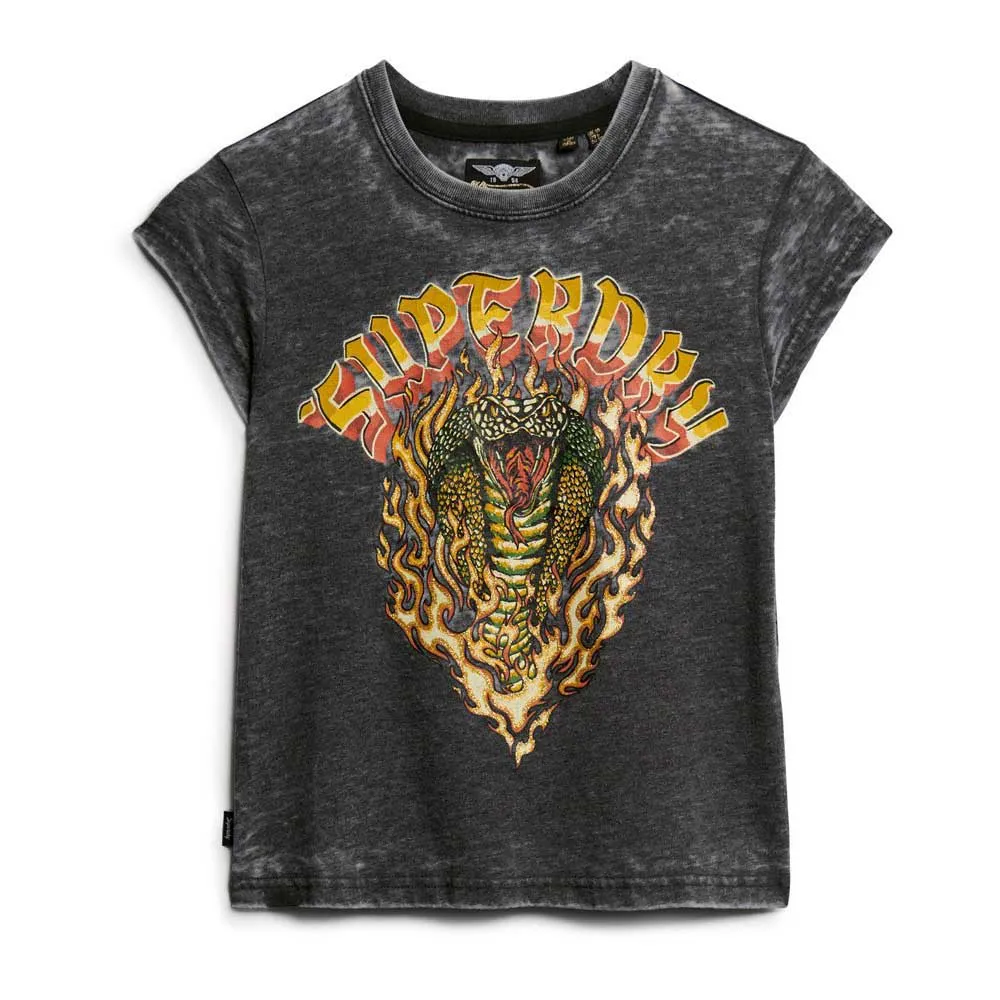 

Футболка с коротким рукавом Superdry Biker Rock Graphic Cap, черный