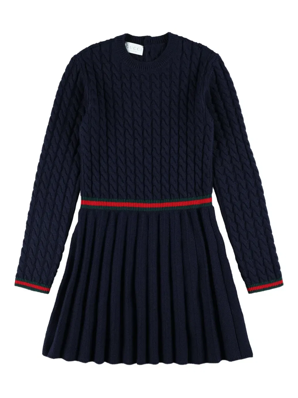 Платье крупной вязки со складками Gucci Kids, синий