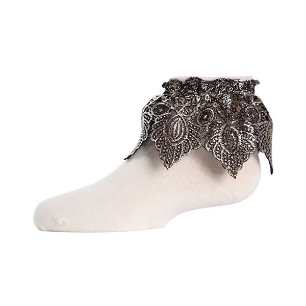 

Детские хлопковые носочки Metallic leaf Memoi, Winter White Copper