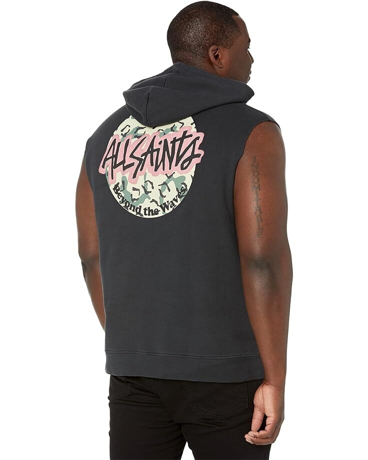 

Худи AllSaints Shredder Sleeve Hoodie, цвет Washed Black