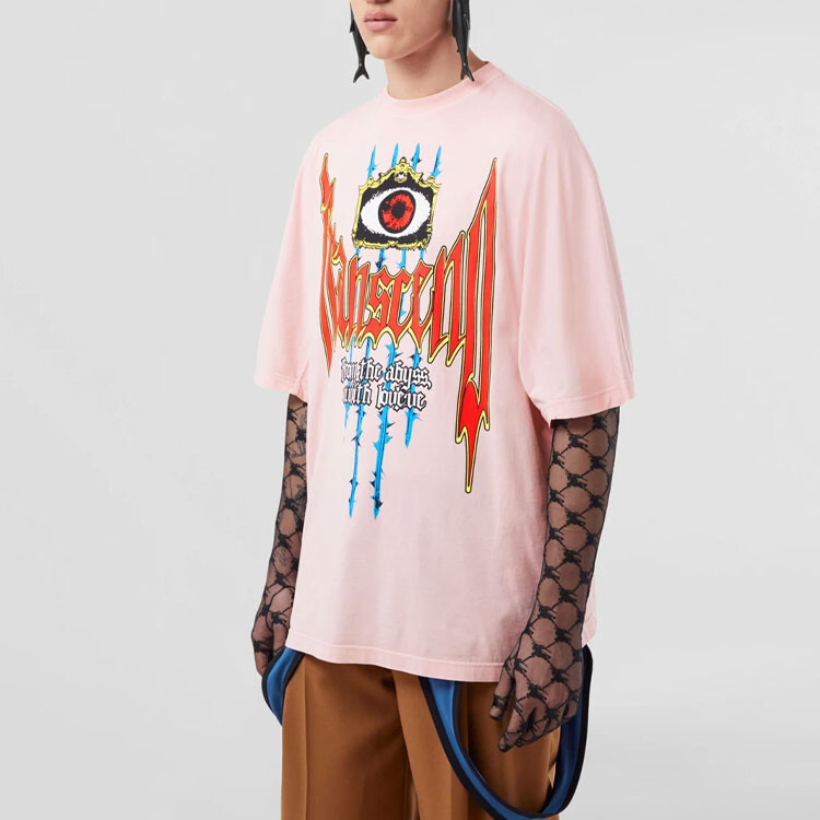 Футболка Burberry мужская, классическая, розовая — фото 2