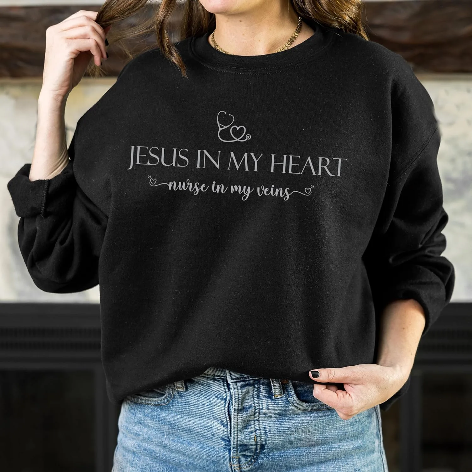 Христианский свитшот для медсестры, подарок для верующих медсестер, Faith nurse crewneck — фото 3