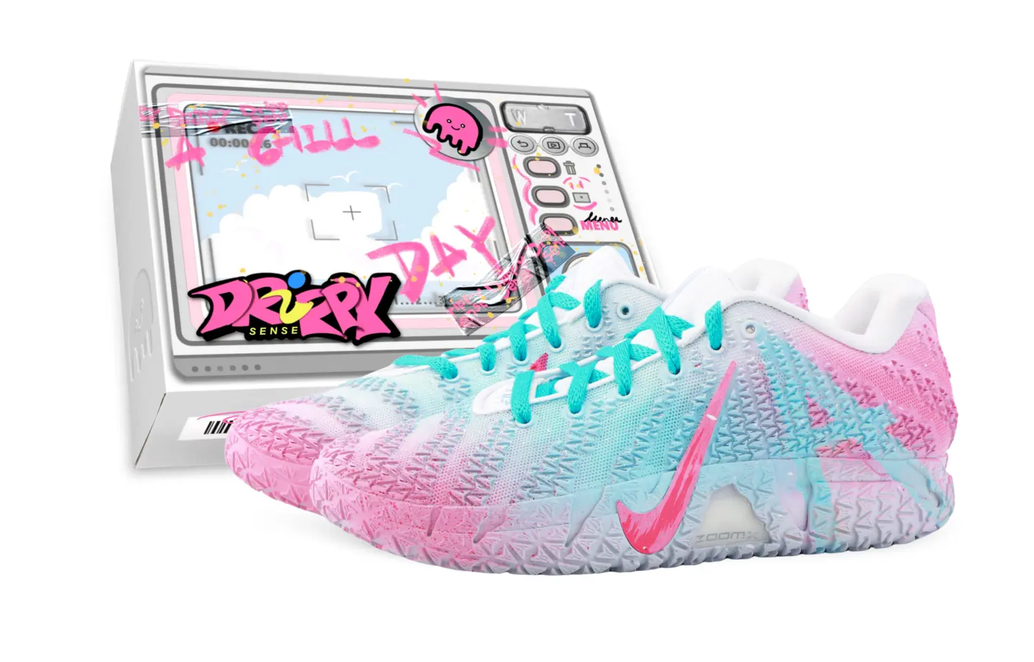 Nike Баскетбольные кроссовки Ja Morant 3 Drippy Summer Flower Cushioning Low top унисекс розово-зеленые