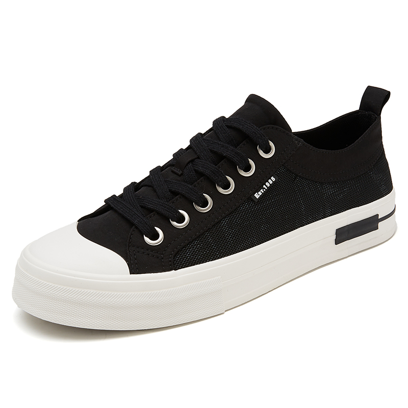 

SENJIALUO Абразивостойкие легкие дышащие противоскользящие низкие скейтбордские кроссовки мужские - черно-белые, цвет Black White