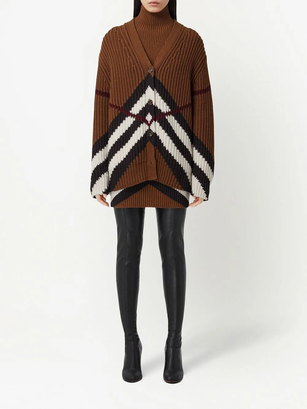 Юбка мини Burberry Chevron Check, коричневый — фото 2