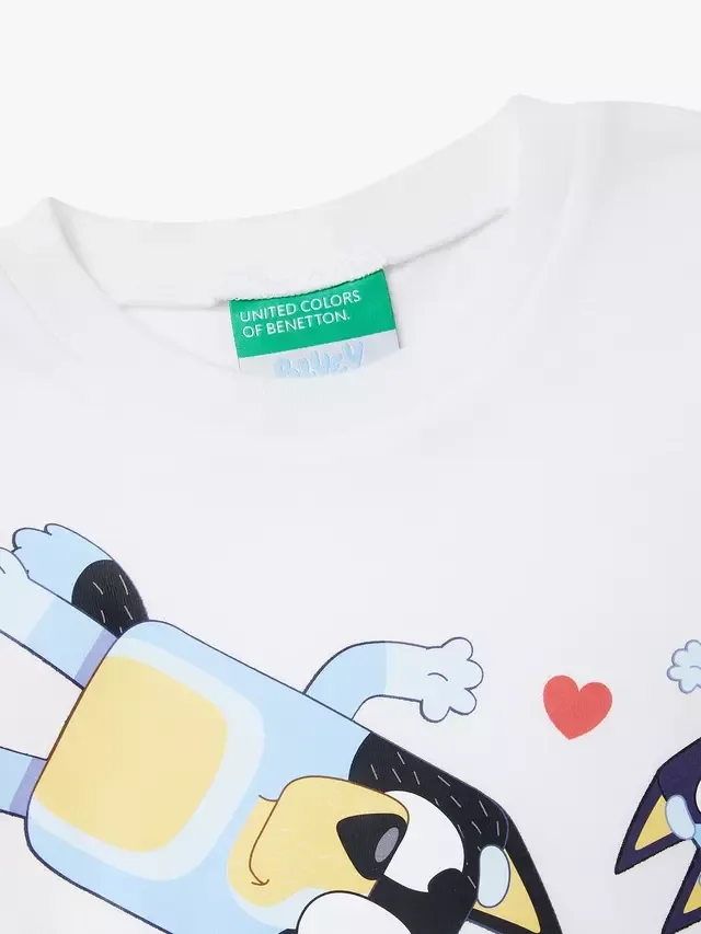 Детская футболка с длинными рукавами и принтом Bluey, белая/разноцветная Benetton — фото 3