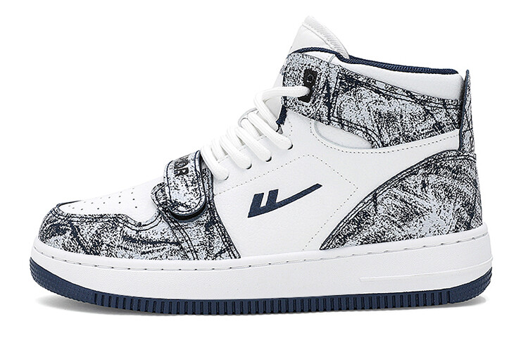 

Кроссовки WARRIOR Skateboarding Shoes Unisex Mid-top White/Dark Blue, белый/темно-синий
