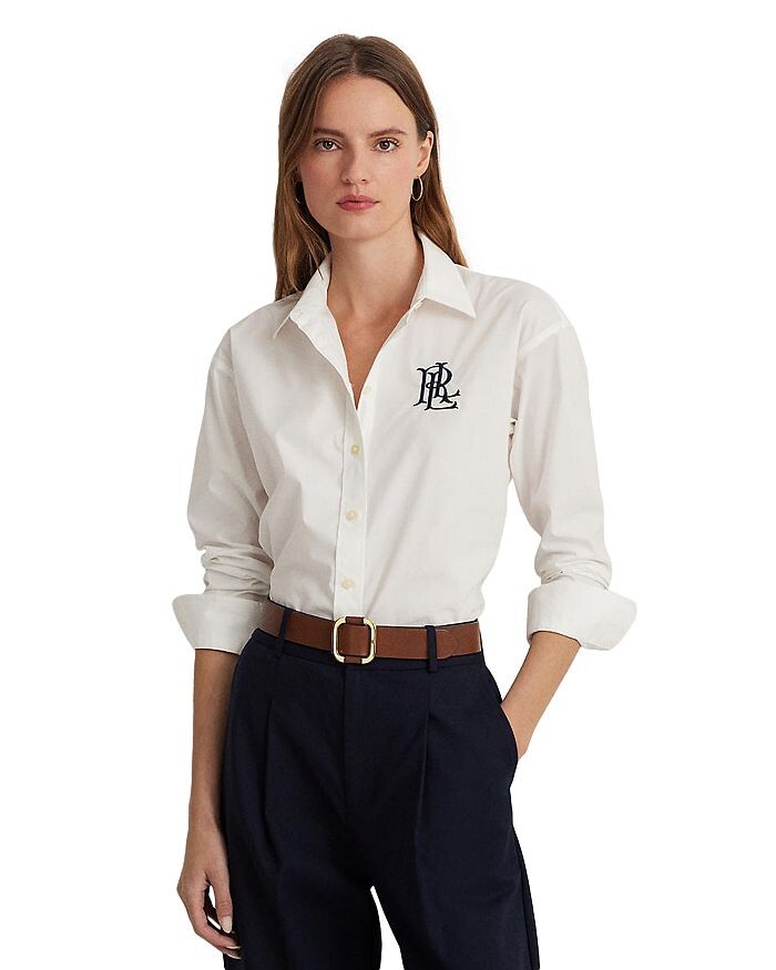 

Рубашка на пуговицах из эластичного хлопка Lauren Ralph Lauren, белый