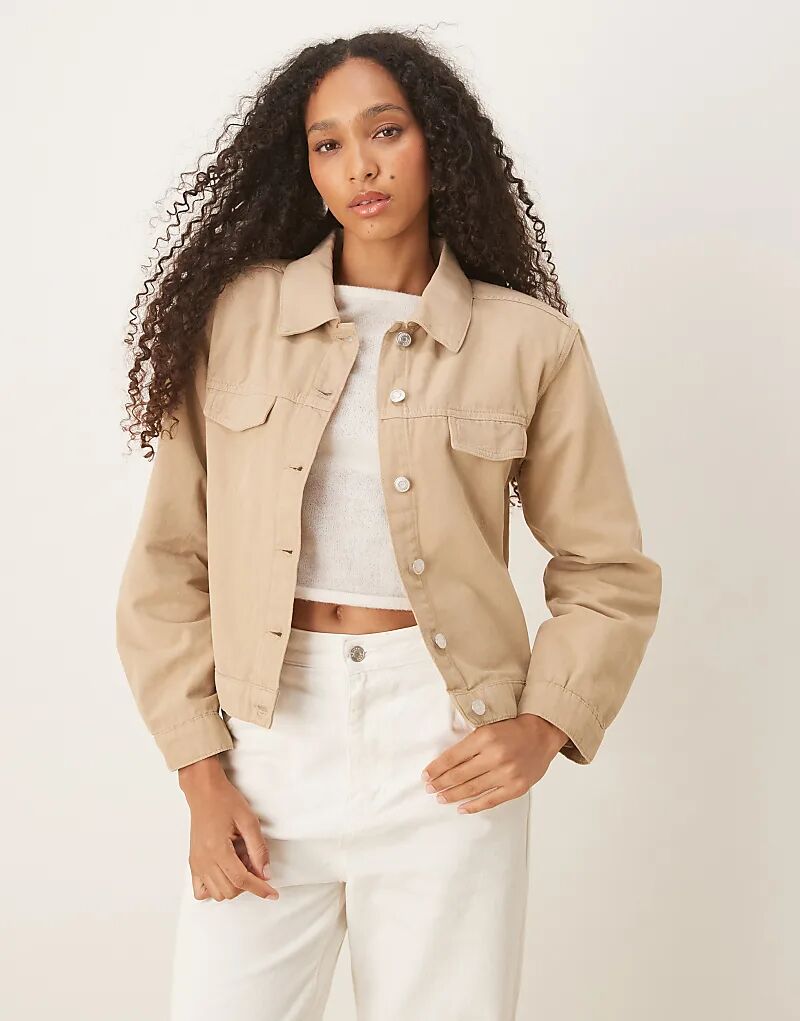 

Джинсовая куртка свободного кроя с подплечниками ASOS DESIGN темно-коричневого цвета