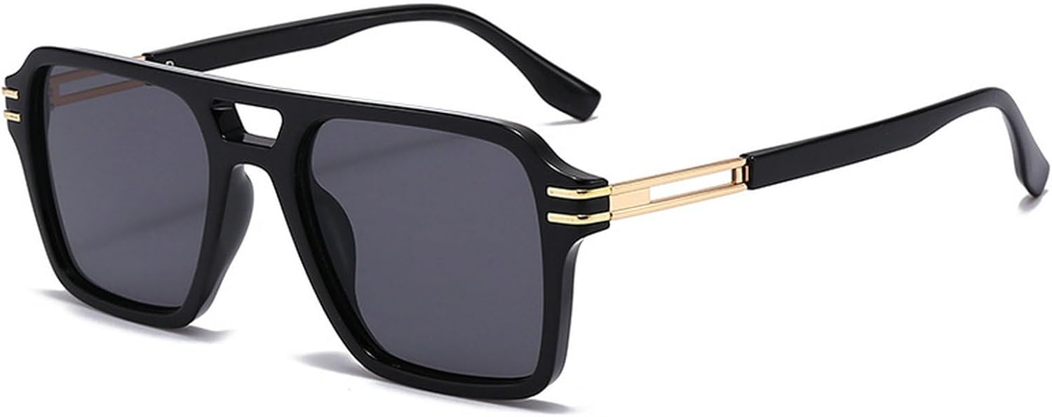 

Ретро-солнцезащитные очки-пилот для женщин, винтажные, с двойной перемычкой, металлическая оправа, защита от УФ-излучения, модные мужские квадратные солнцезащитные очки mincl, C7