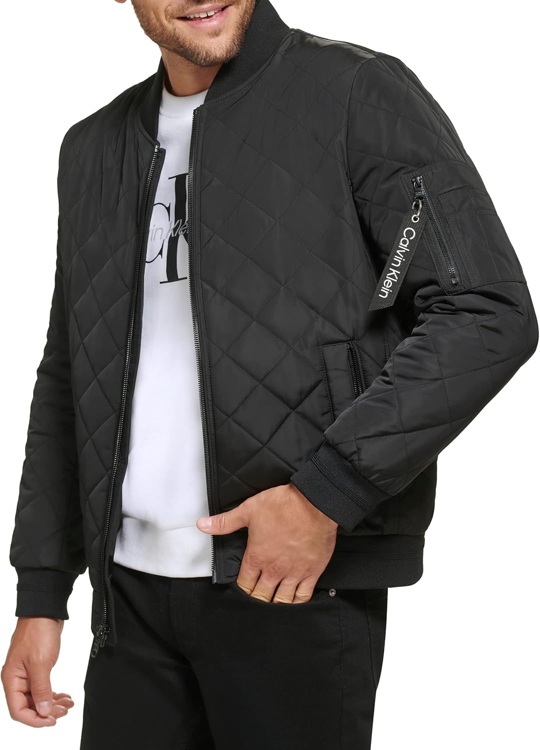 Мужская стеганая летная куртка Calvin Klein с молнией, Flight Black — фото 3