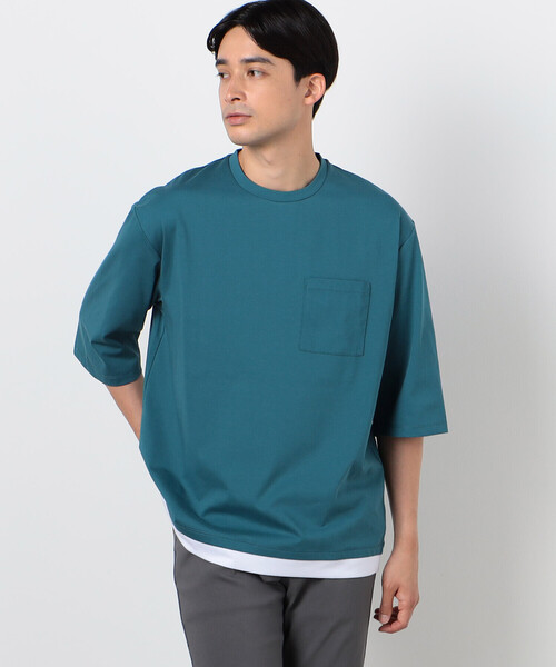 

Футболка с рукавами 3/4, с имитацией многослойного круглого выреза COMME CA ISM, синий