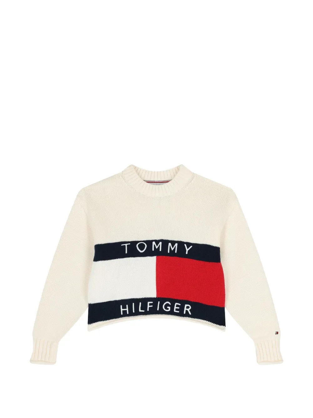Свитер в стиле колор-блок с круглым вырезом Tommy Hilfiger Junior, бежевый