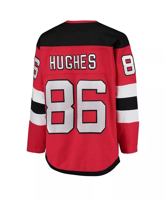 Джерси Big Boys Jack Hughes Red New Jersey Devils Home Premier Player Outerstuff, красный — фото 4