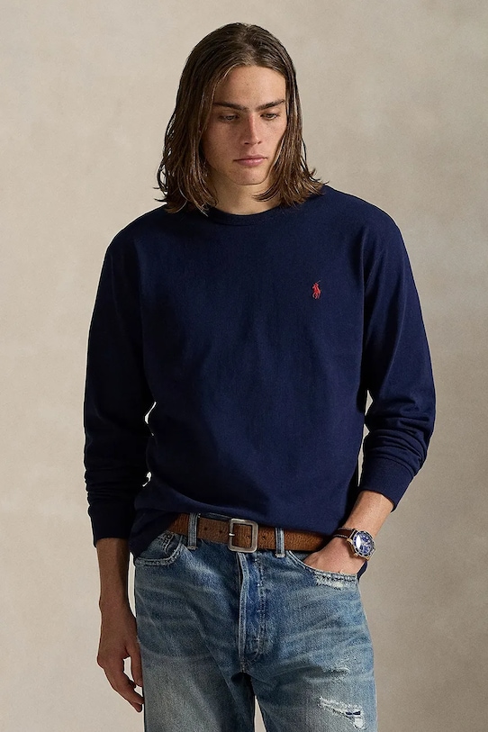 

Хлопковый лонгслив Polo Ralph Lauren, темно-синий