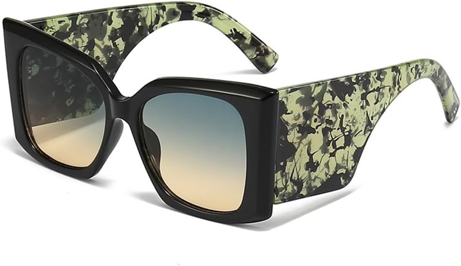 

Женские солнцезащитные очки большого размера, мужские очки с широкими дужками, мужские солнцезащитные очки, женские ретро-очки с защитой от УФ-излучения UV400 HCPIHF, Black Green