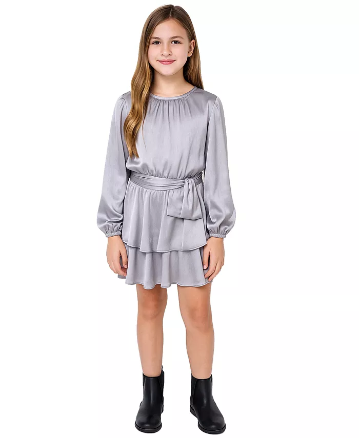 

Платье с длинными рукавами и рюшами для девочек 7-16 лет H By Habitual, серый