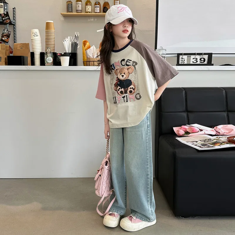 Детская спортивная одежда Casual с круглым вырезом Disney, Bear T-Shirt+Jeans — фото 4
