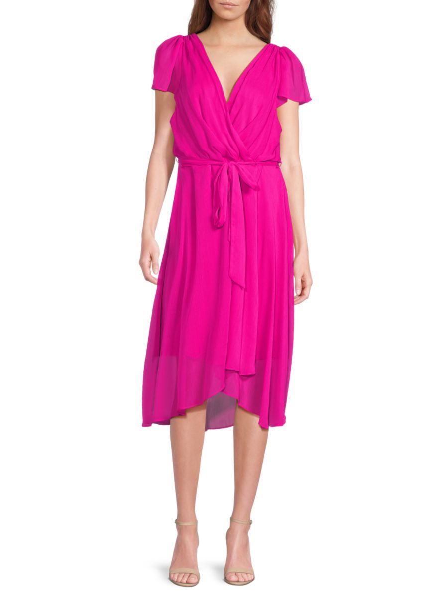 

Платье миди с поясом и имитацией запаха DKNY, цвет Power Pink