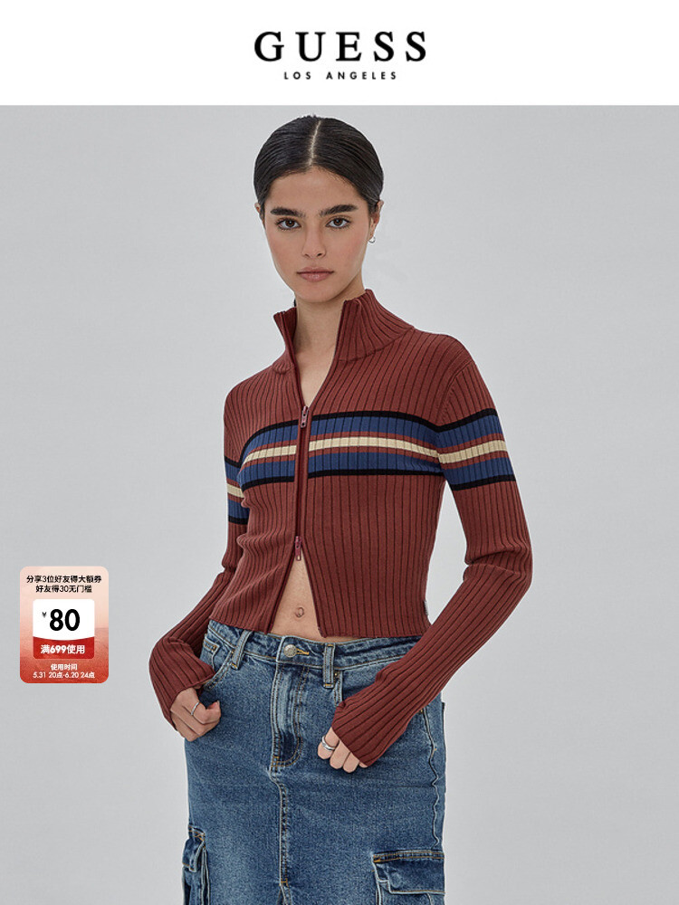 

Свитер женский Guess в полоску, черный