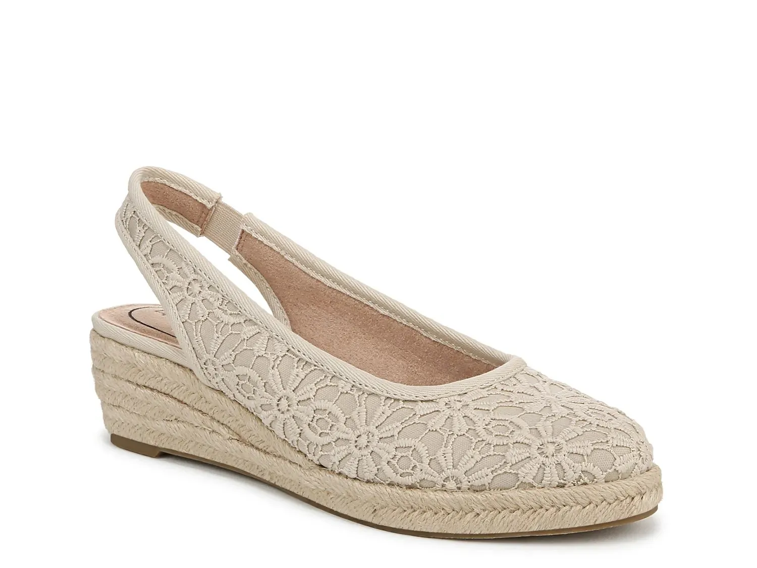Туфли-лодочки LifeStride Kayden Espadrille на танкетке, бежевая кружевная ткань с цветочным узором