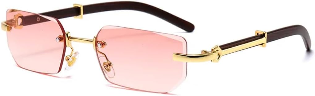 

Солнцезащитные очки с защитой UV400 | Без оправы, металлические, цветные линзы | Для женщин и мужчин, для занятий спортом на открытом воздухе и вождения DSVIGF, Gold-pink