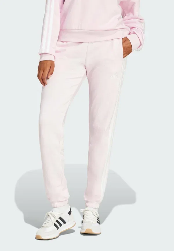 Спортивные штаны Essentials 3 stripes french terry cuffed tracksuit bottoms Adidas Sportswear, прозрачный розовый белый