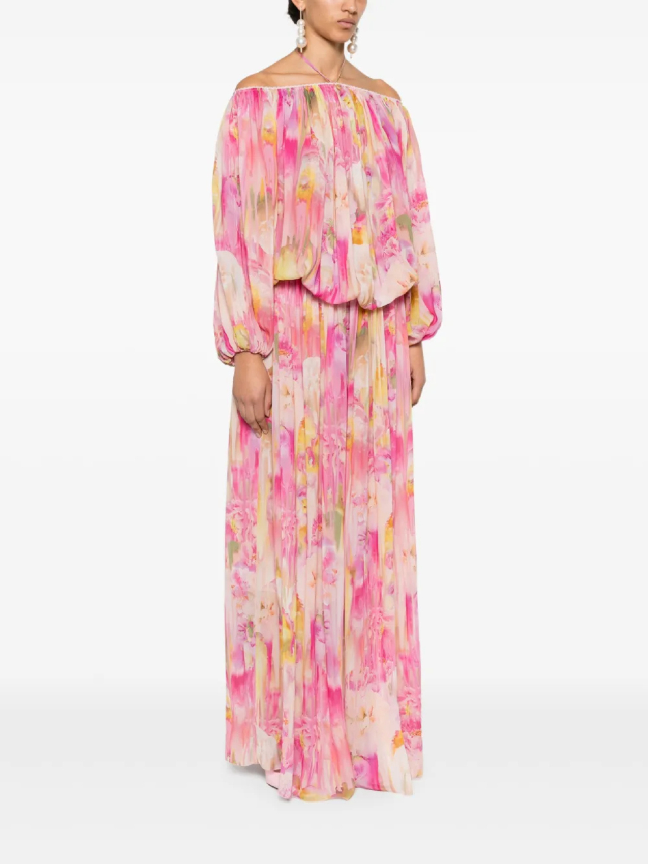 Blumarine платье макси с цветочным принтом, розовый — фото 3