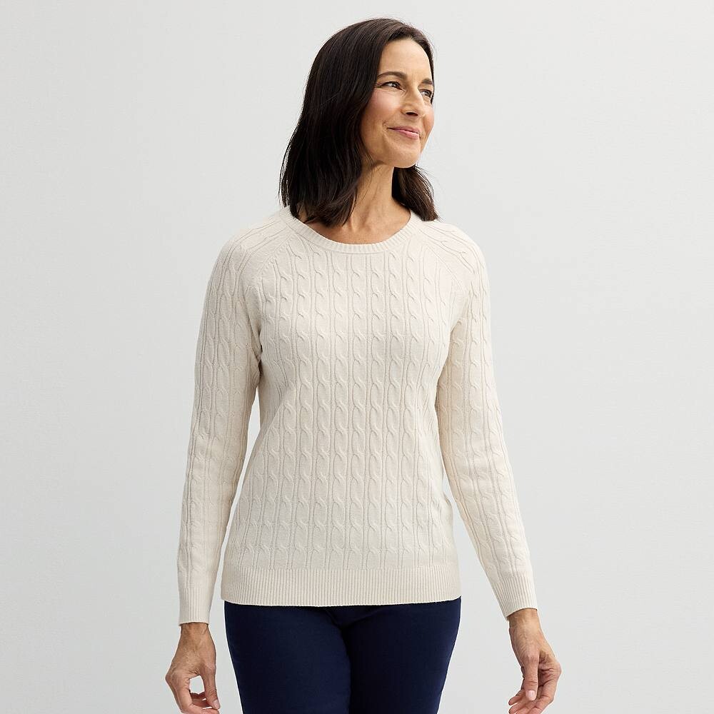 

Женский свитер Croft & Barrow The Extra Soft с круглым вырезом и косами, цвет Ivory