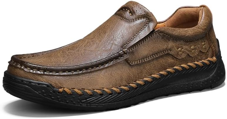 

Мужские лоферы Mecolop, повседневные кожаные туфли без шнурков, мягкая плоская обувь, светло-коричневый