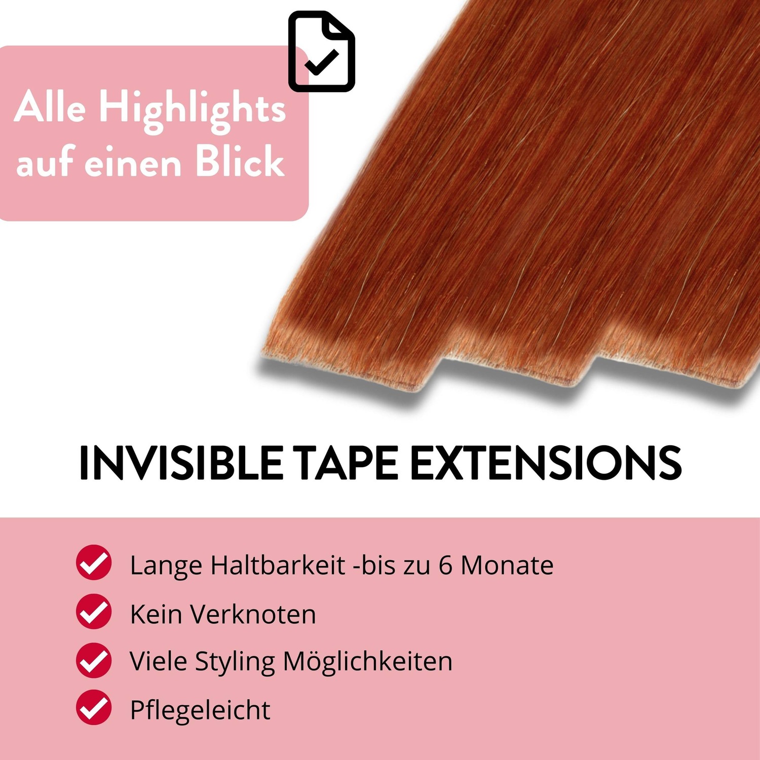 Накладные волосы invisible tape extensions premium echthaar #8/43 hellblond rot-gold Hair2Heart, 60cm, количество 10 шт. — фото 3