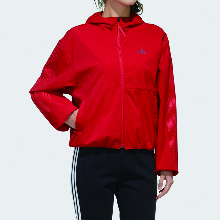 Куртка женская светло-алая/тёмная красновато-фиолетовая Adidas — фото 4