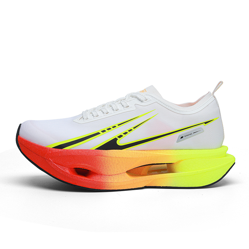 

Qing Pao Кроссовки для бега с низкой амортизацией и противоскользящей подошвой из углеродного волокна, полноразмерные, белые, желтые