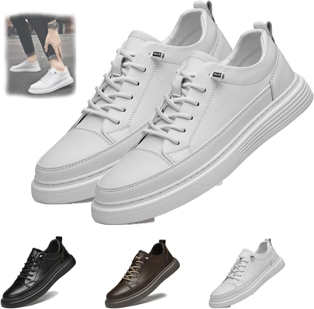 

Замшевые кроссовки для мужчин, повседневные кроссовки из кожи, мягкие для ходьбы, противоскользящие, дышащие, для вождения, легкие кеды, комфортные кожаные скелетные кроссовки Generic, белый