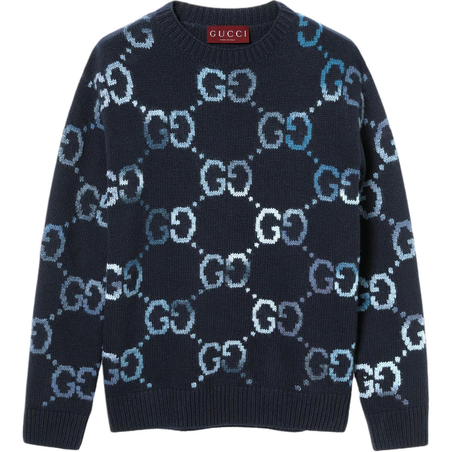 

Джаккардовый свитер с круглым вырезом GUCCI, синий