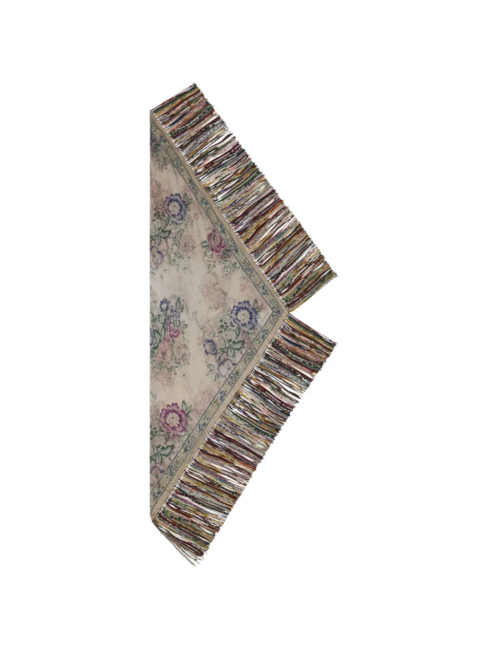 

Шелковый шарф с цветочным принтом и бахромой Aloeuw Pierre-Louis Mascia, бежевый