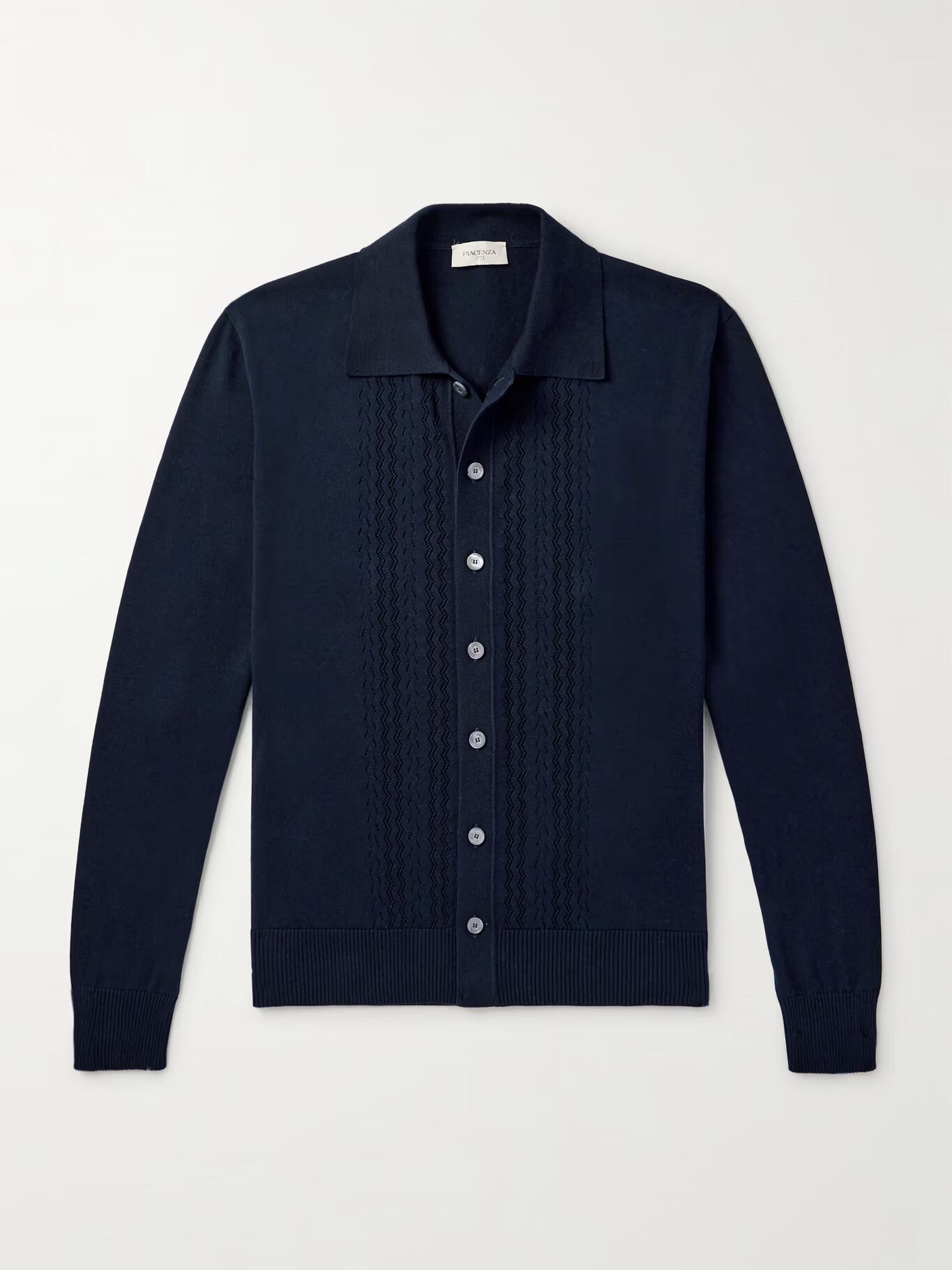 

Рубашка из хлопка ажурной вязки PIACENZA 1733, темно-синий