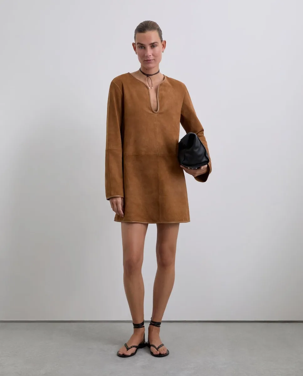 

Мини-платье из кожи Scalpers, песочный