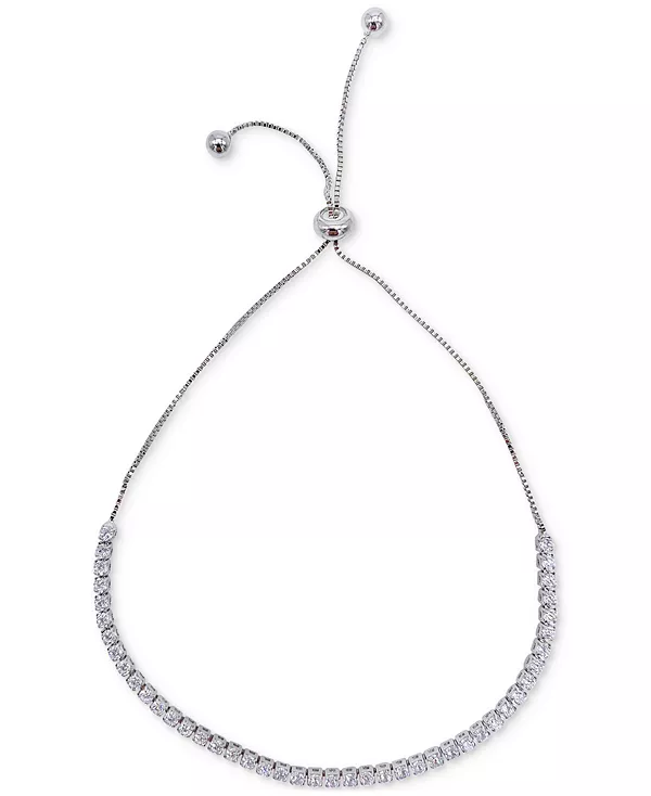 

Браслет-Слайдер в теннисном стиле с родиевым покрытием из кубического циркония Adornia, silver