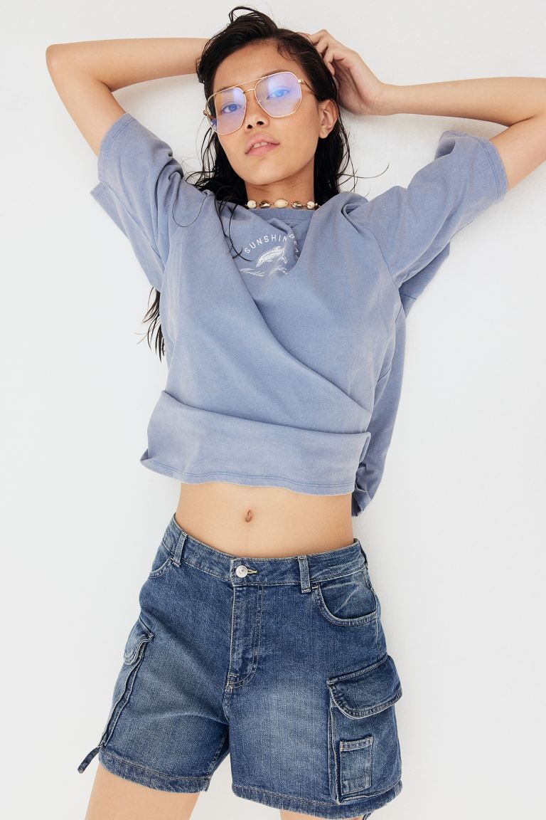 

Джинсовые шорты-карго обычного кроя H&M, синий