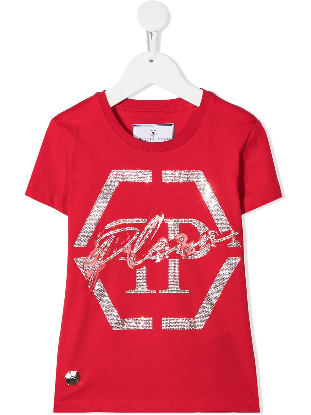 

Футболка с короткими рукавами и логотипом Hexagon Philipp Plein Junior, красный